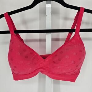 Vintage 1990s Bali Womens Sz L Wire Free T Shirt Bra Pink Polka Dot Print